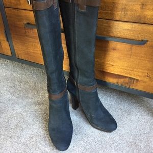 Modern Vintage Stiletto Heel Platform Suede Boots